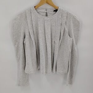 Strut & Bolt Top Size Medium Light Gray Pleated Front Jersey Long Sleeve Stretch
